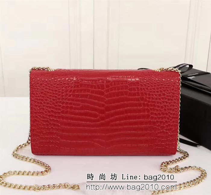 YSL聖羅蘭 經典銀扣 鱷魚紋牛皮 時尚流蘇包 26700 YAS1360